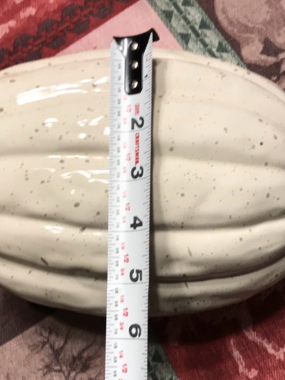 Neutral White Ceramic Pumpkin with Rustic Stem - Home Holiday Décor - Picture 6 of 6